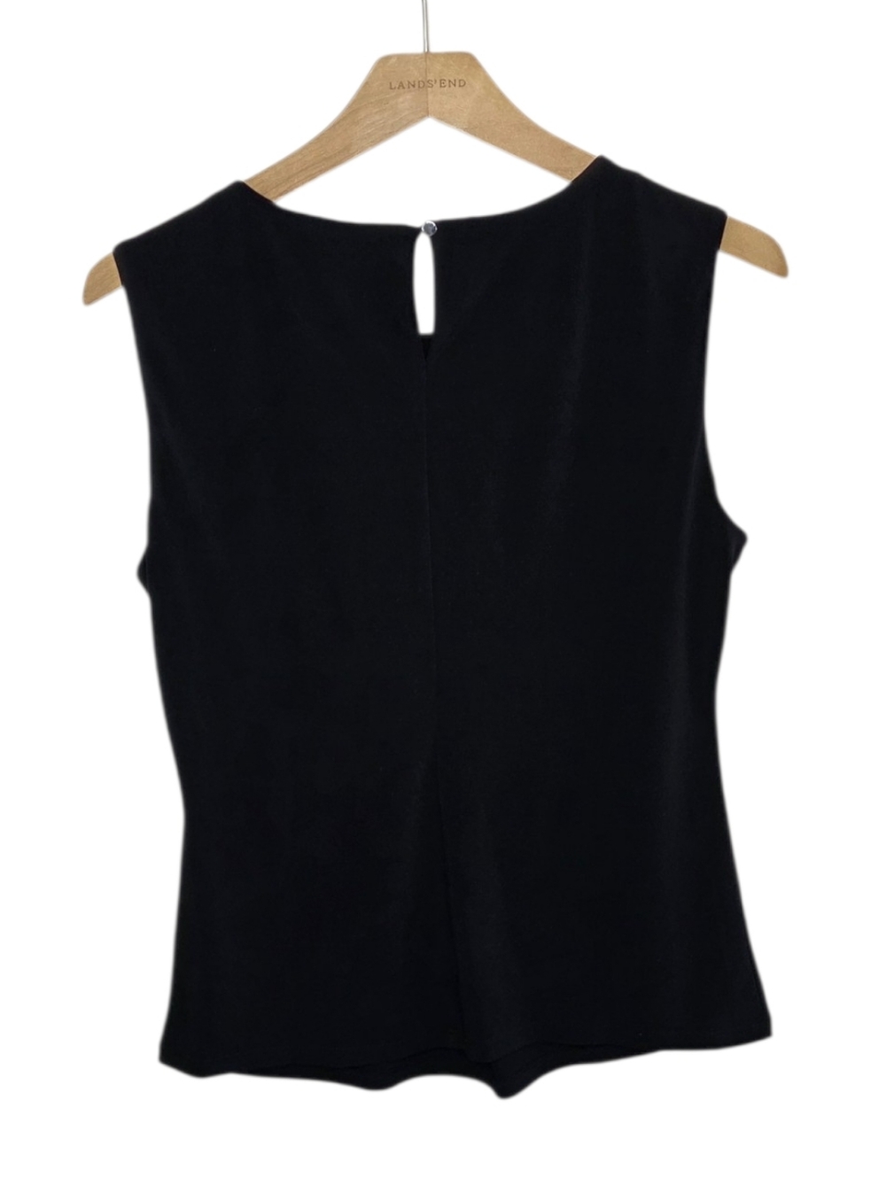 Calvin Klein Black Tank Blouse with Pleated Neckline & Keyhole Back Size Medium - Picture 4 of 5